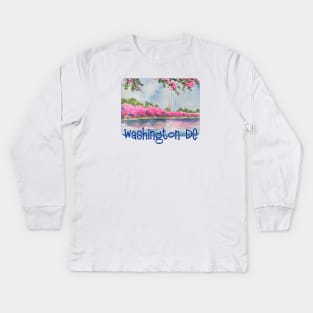 Washington DC Cherry Blossoms Kids Long Sleeve T-Shirt